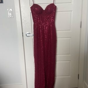 Red sequin prom dress